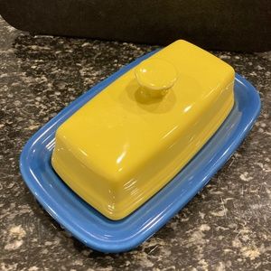 Fiestaware butter dish Yellow and Blue